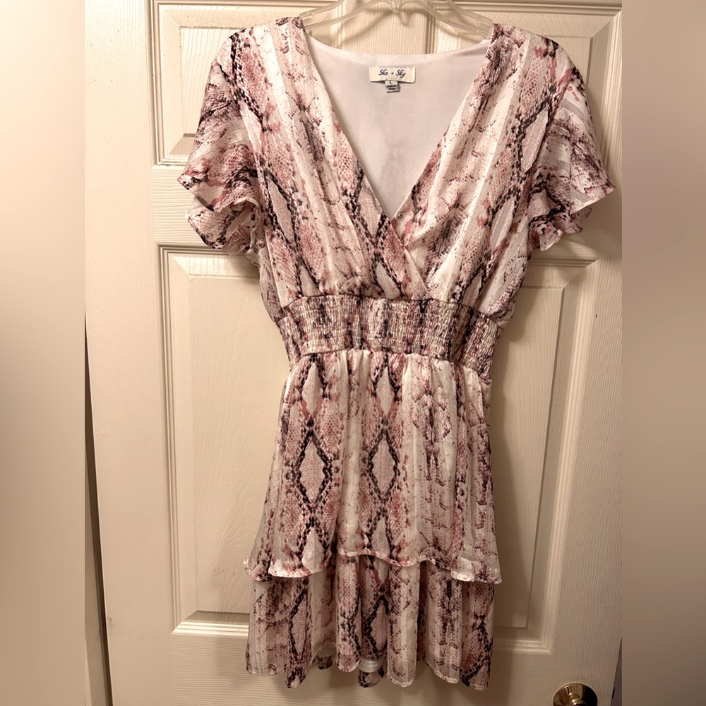 She+sky pink snake womens dress